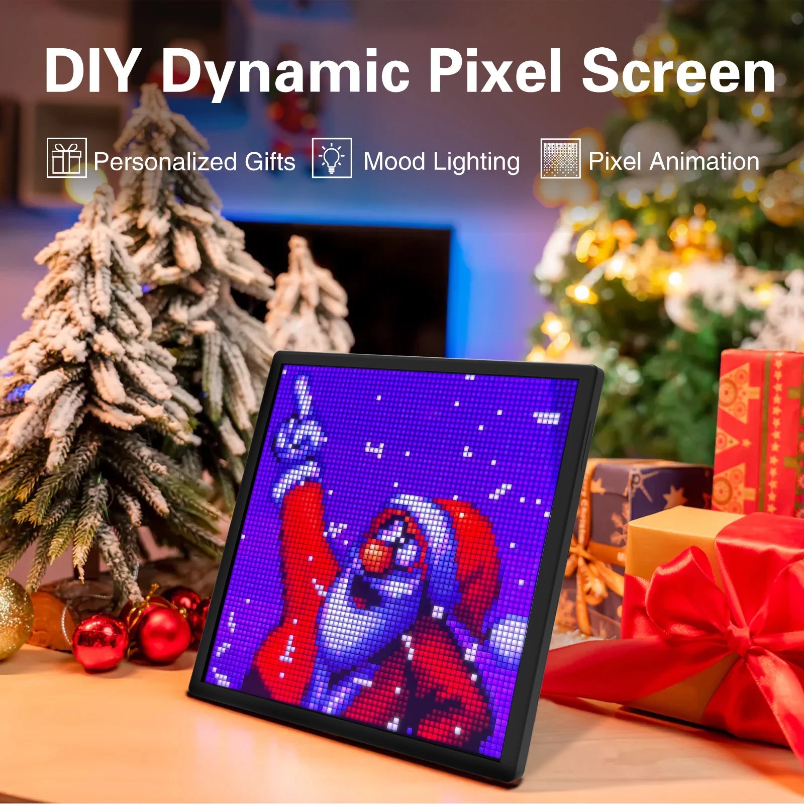 LED Pixel Display 64X64 RGB LED Matrix Panel Programmable Pixel Art Display with Bluetooth APP Control Creative Pixel Screen